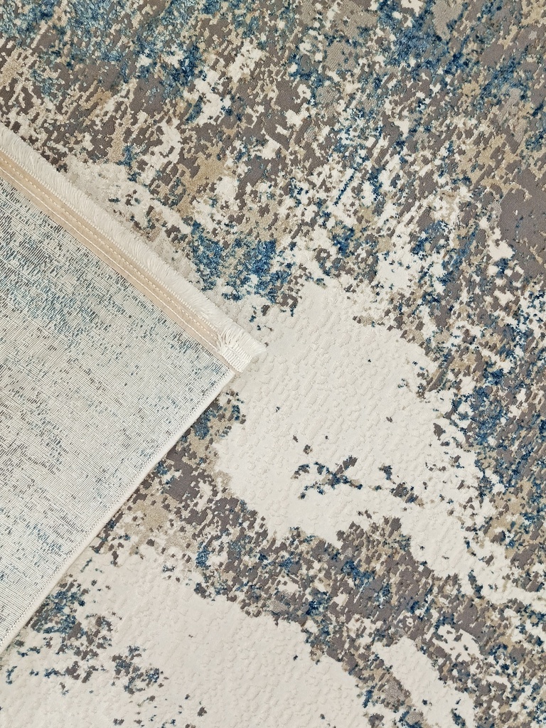 Ковер Лакшери современный 27704 серо-синий